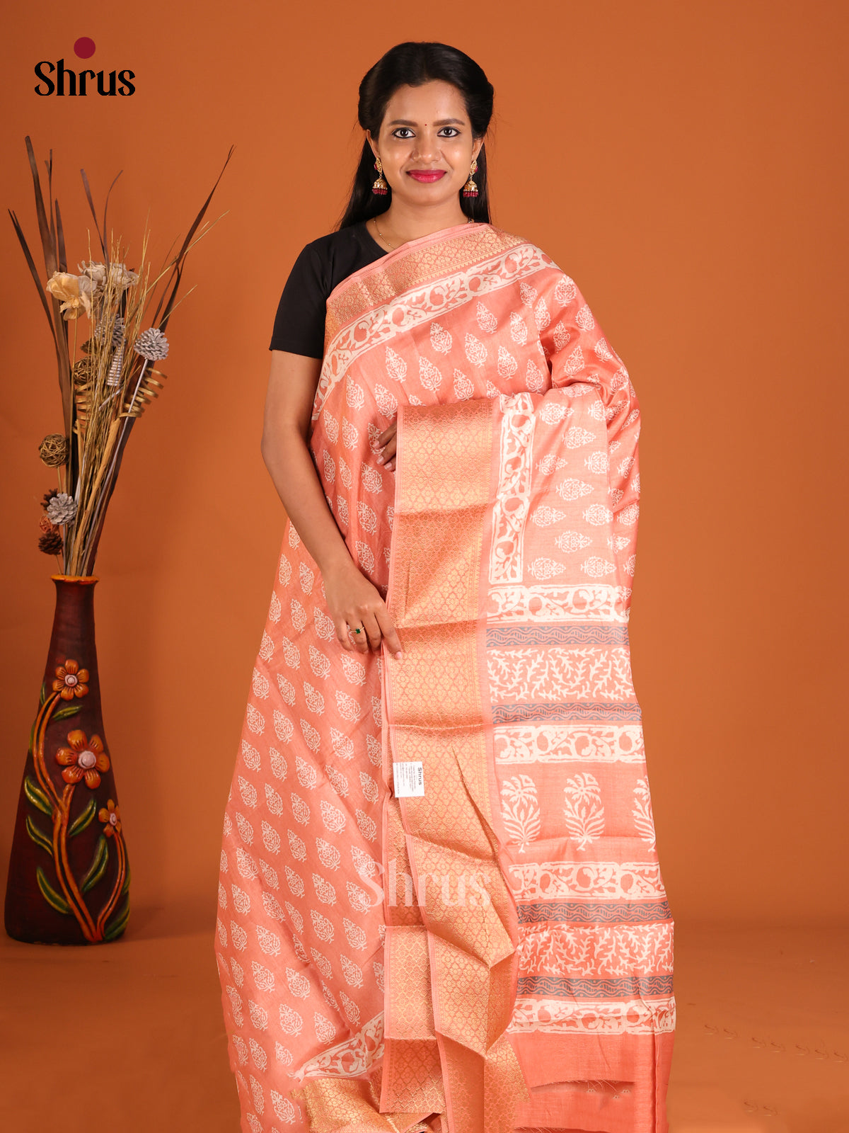 DHS09042 - Semi Crepe Saree - Shop on Shrus.com