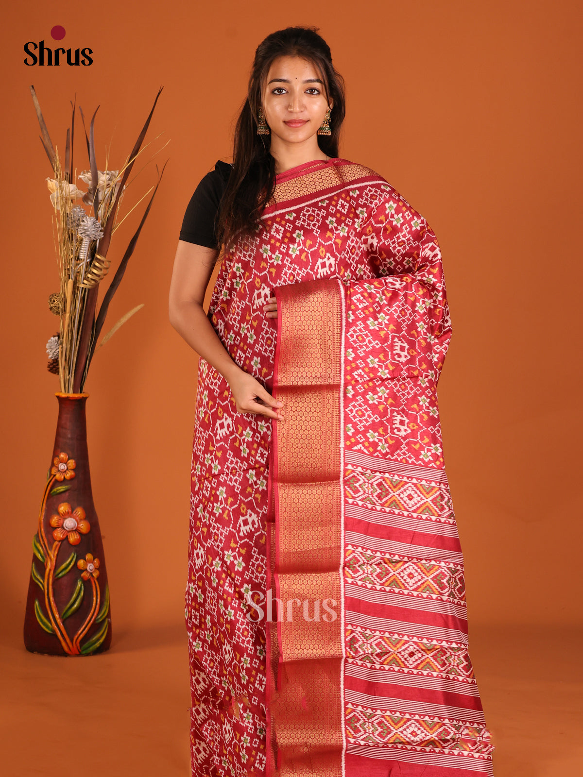 Maroon - Semi Crepe Saree - Shop on Shrus.com