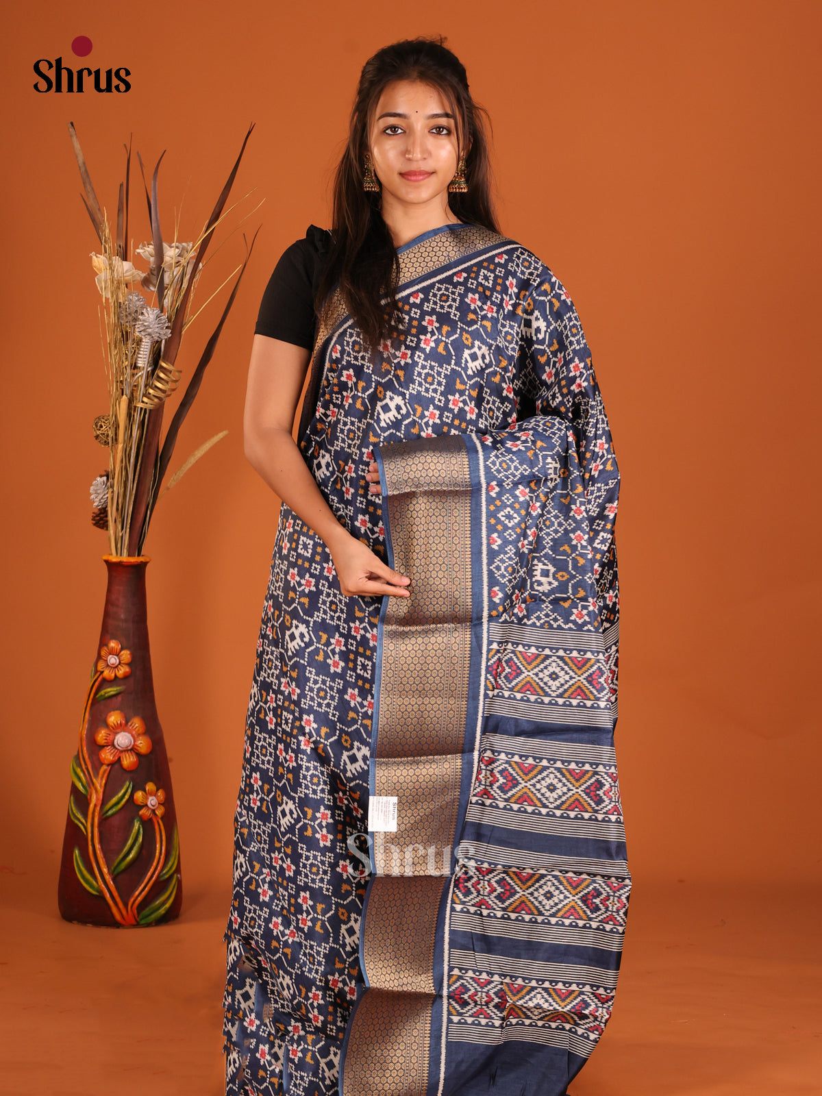 Blue - Semi Crepe Saree