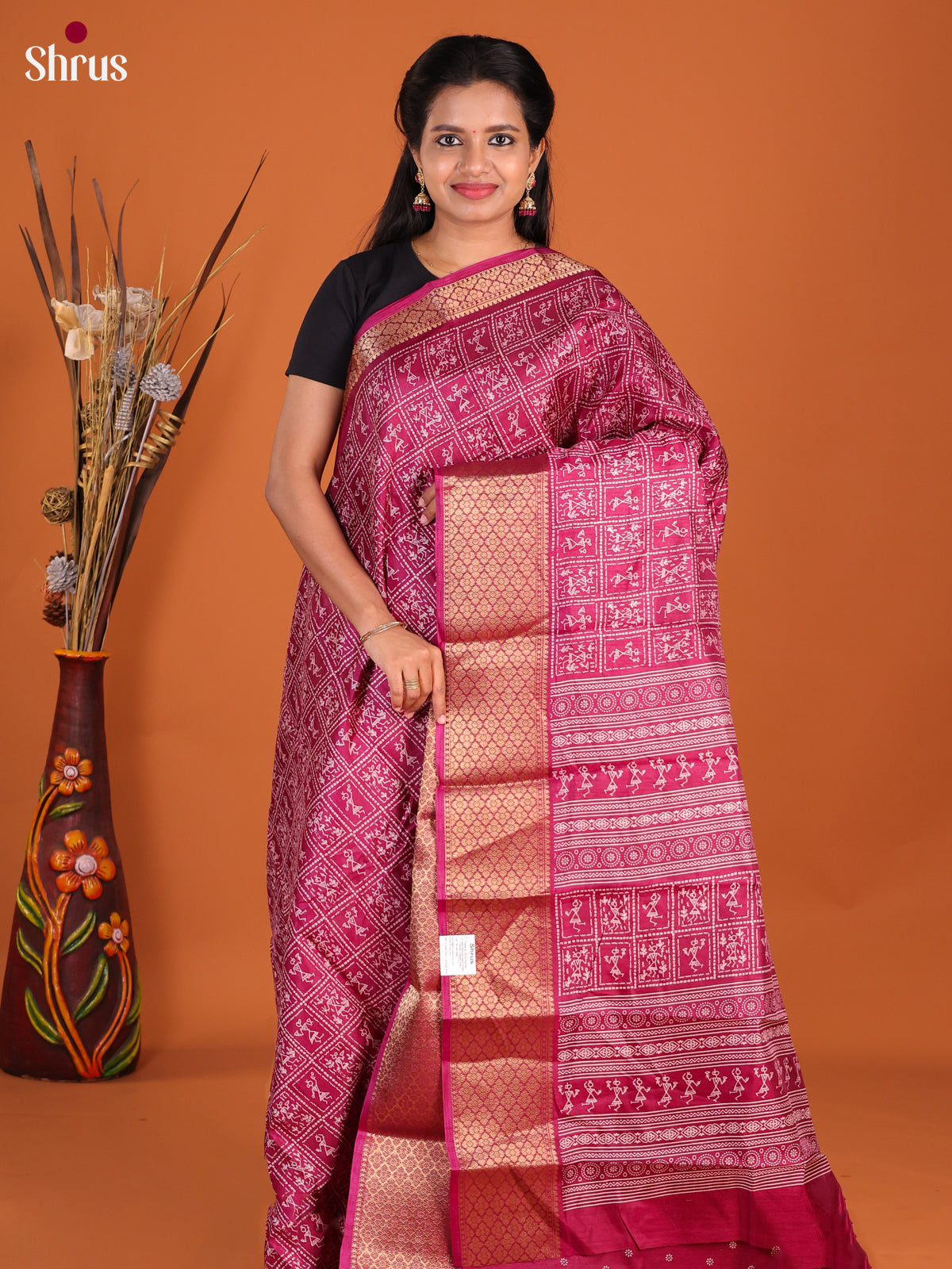 DHS09124 - Semi Crepe Saree - Shop on Shrus.com