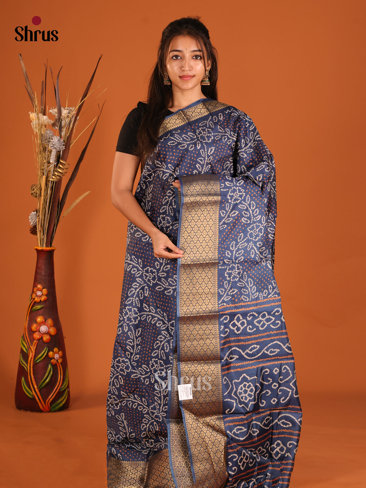 Blue - Semi Crepe Saree