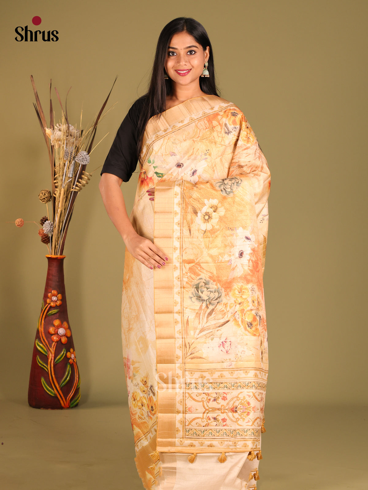 Pale Orange- Semi matka Saree