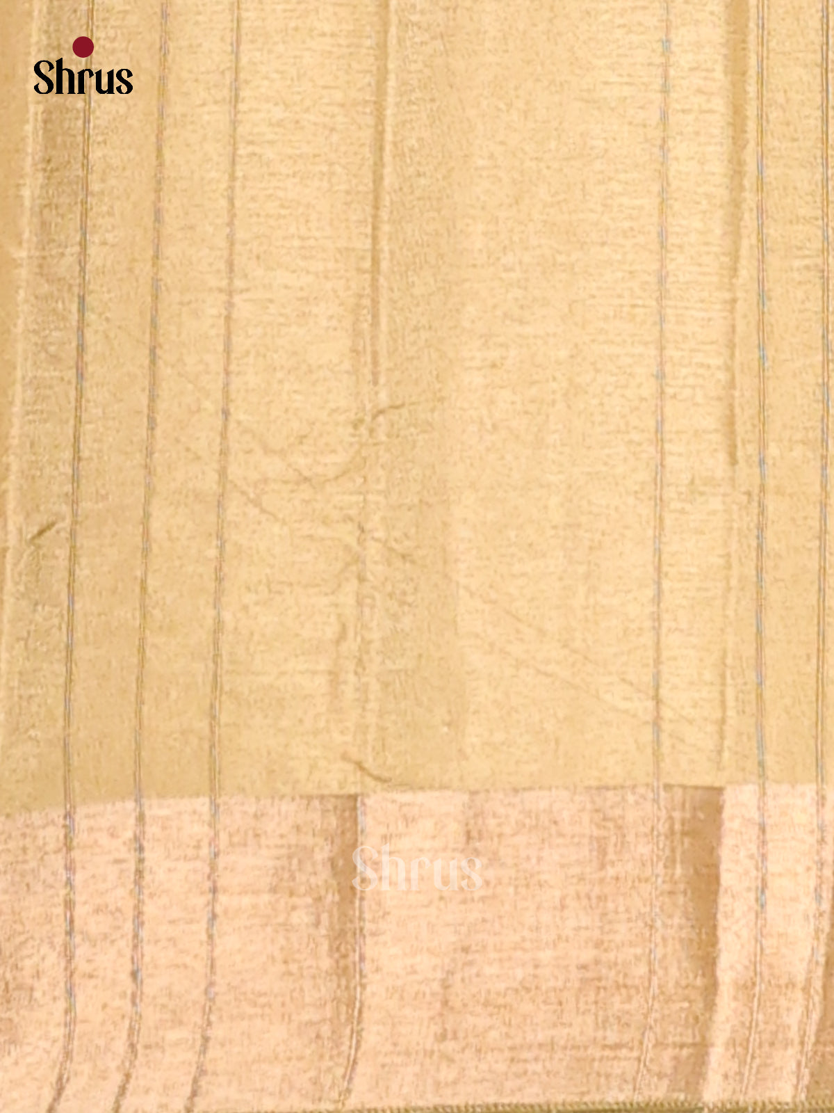 Cream & Green - Semi matka Saree