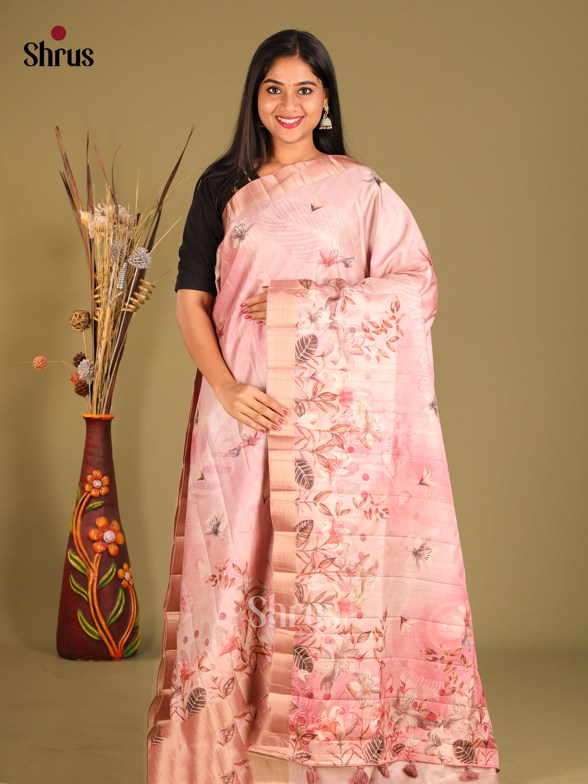Pink- Semi matka Saree
