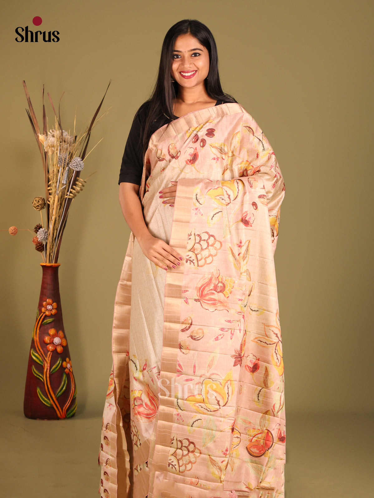 Dusty Pink - Semi matka Saree