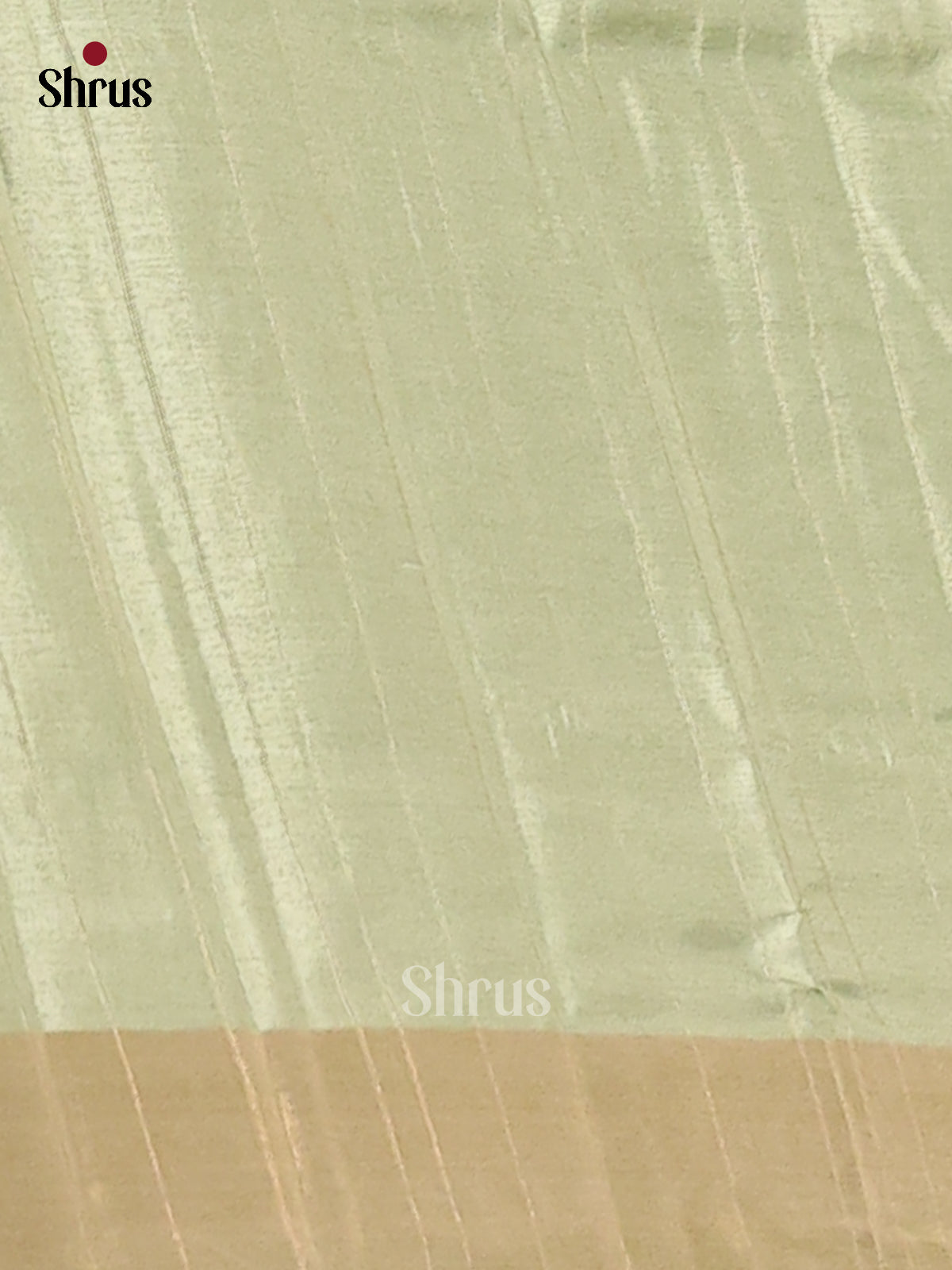 Cream & Green - Semi matka Saree