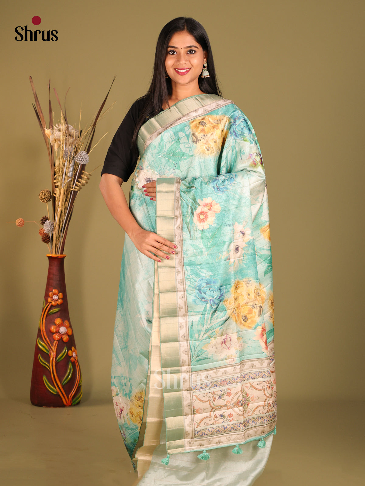 Blue - Semi matka Saree