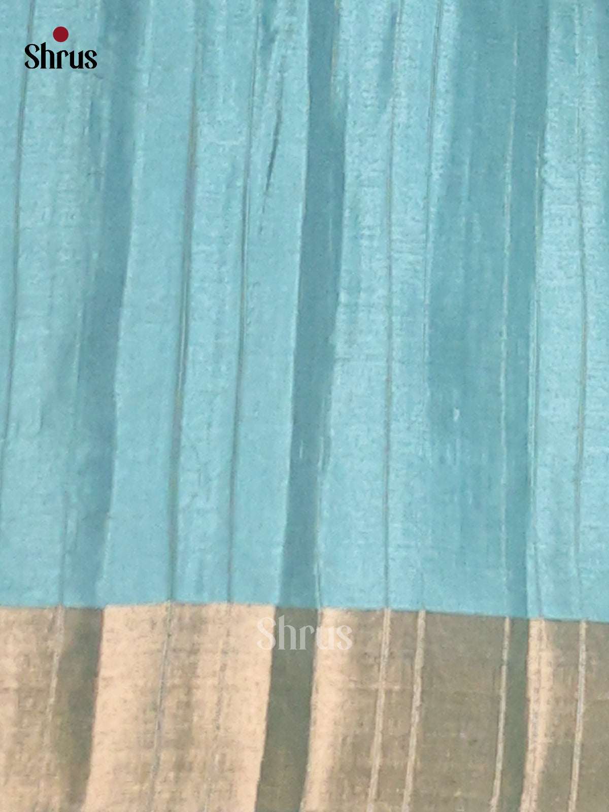 Cream & Blue - Semi matka Saree