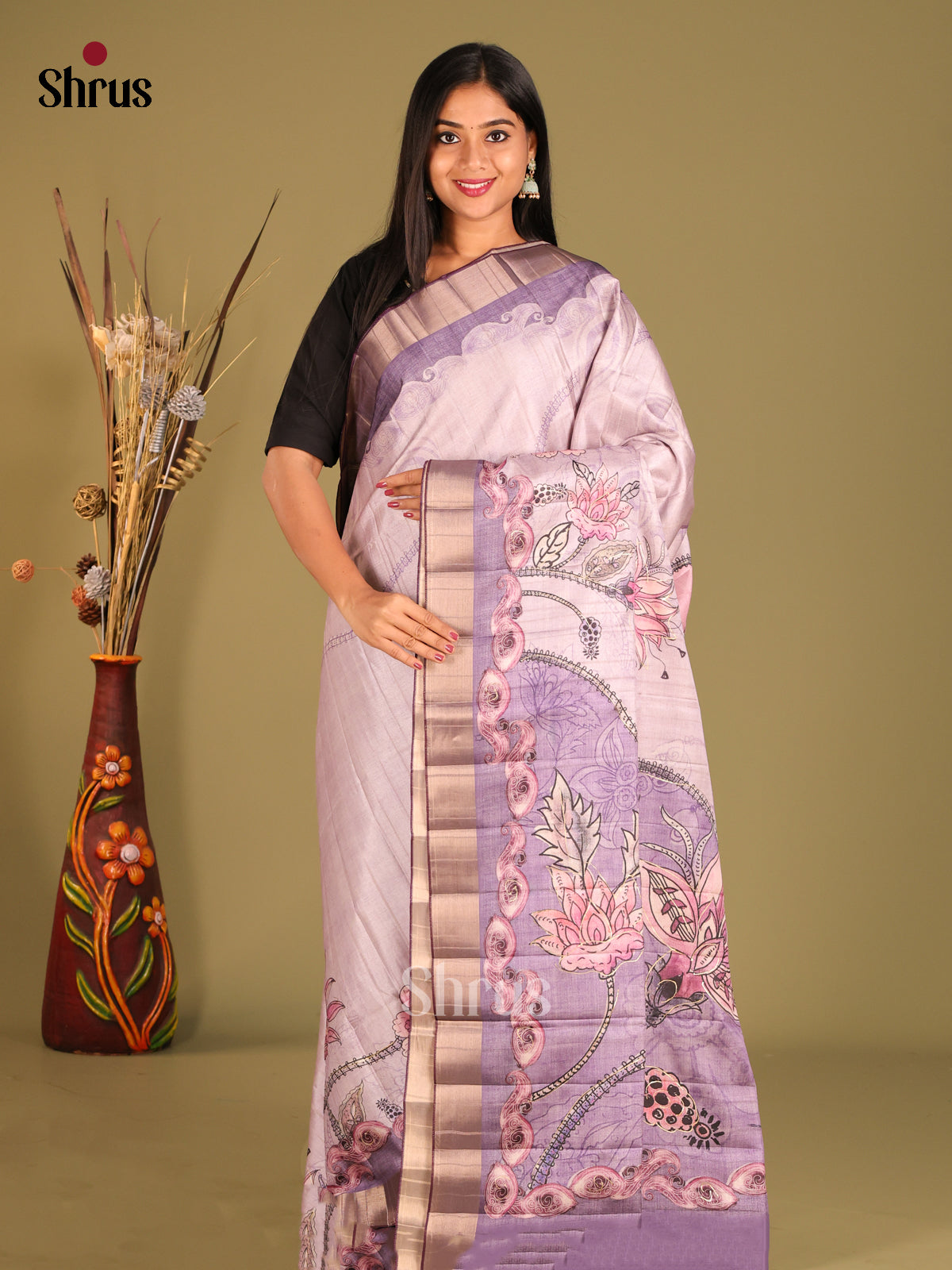 Lavender - Semi matka Saree