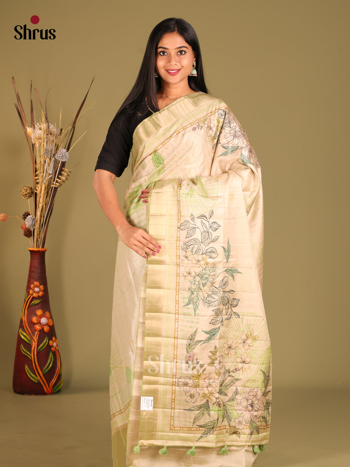 Light Green - Semi matka Saree