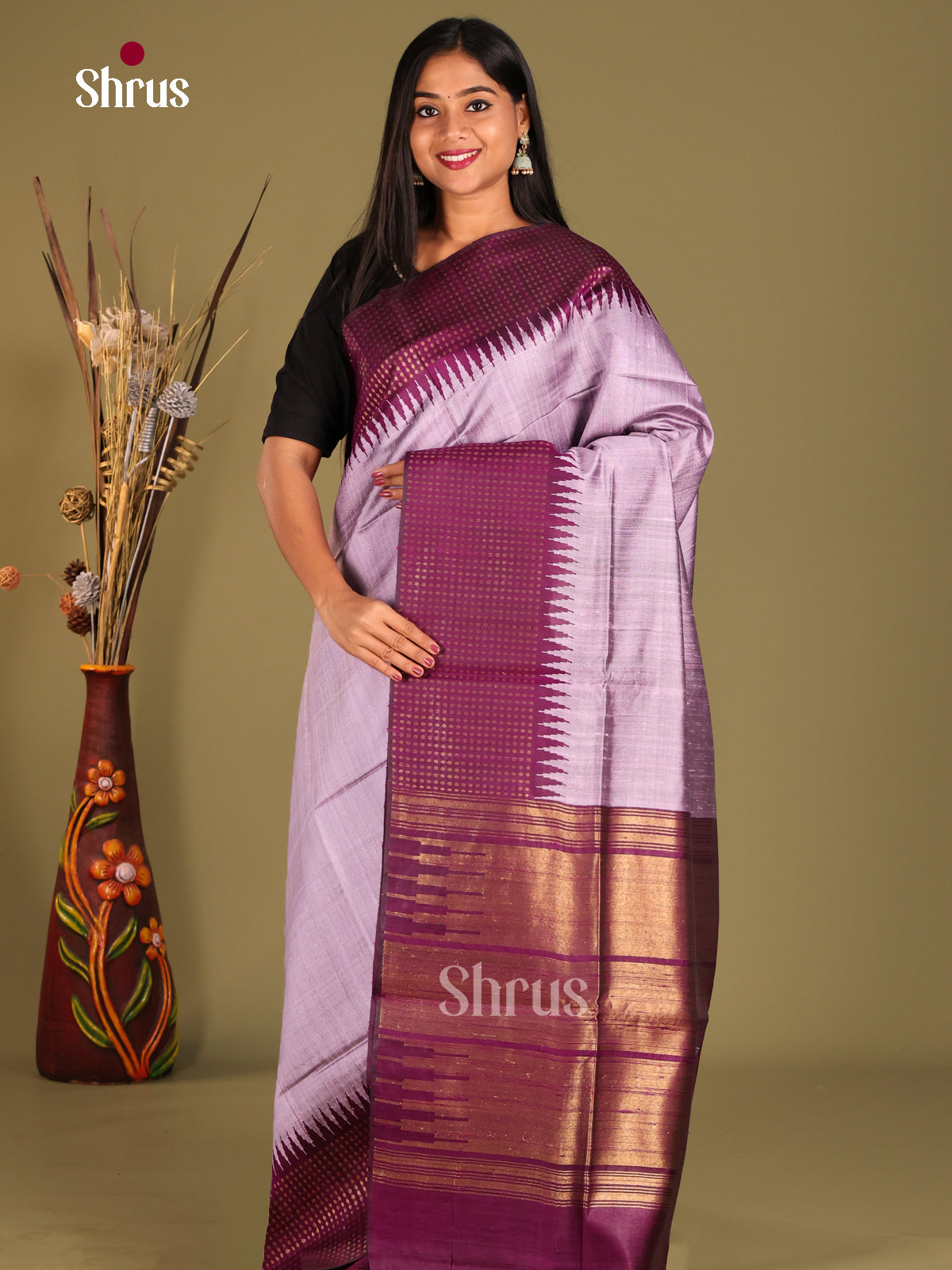 lavender and purple -Raw Silk Saree
