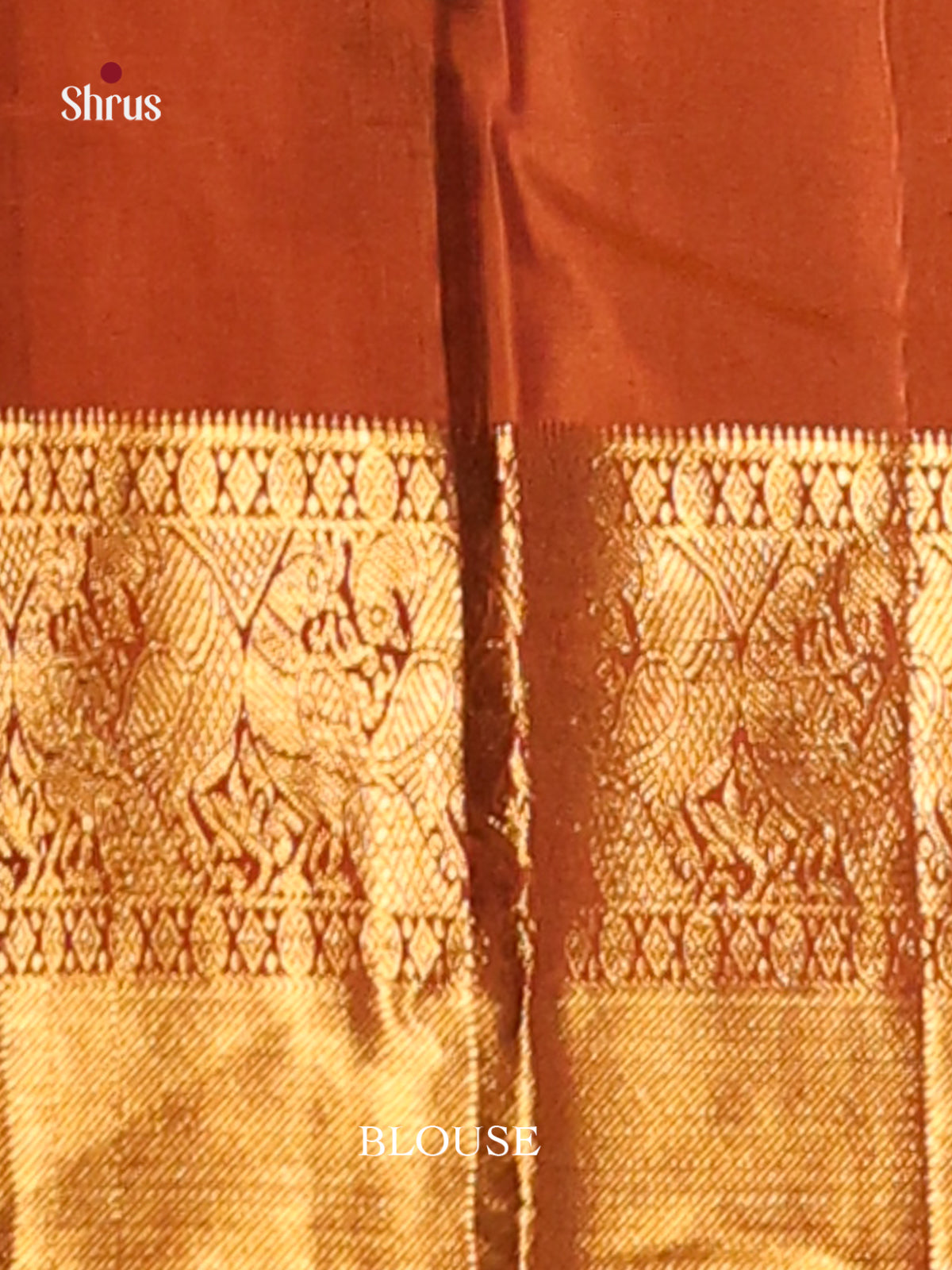 Grand Rust Kanjivaram Silk Saree with zari floral buttas & brocade pallu 2