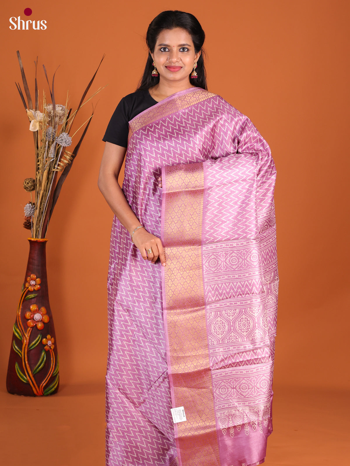 Lilac - Semi Crepe Saree - Shop on Shrus.com
