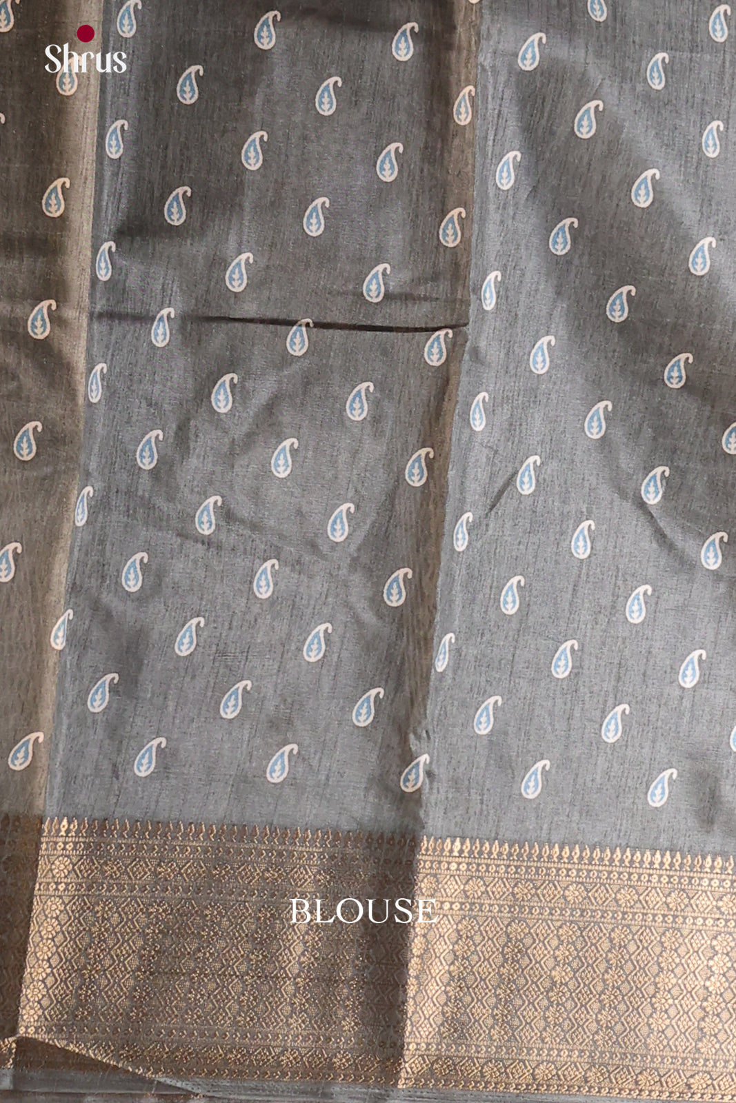 Grey- Semi Crepe Saree - Shop on Shrus.com
