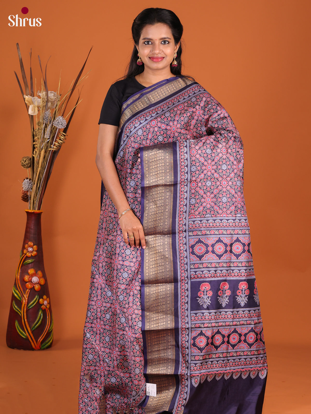 Blue - Semi Crepe Saree