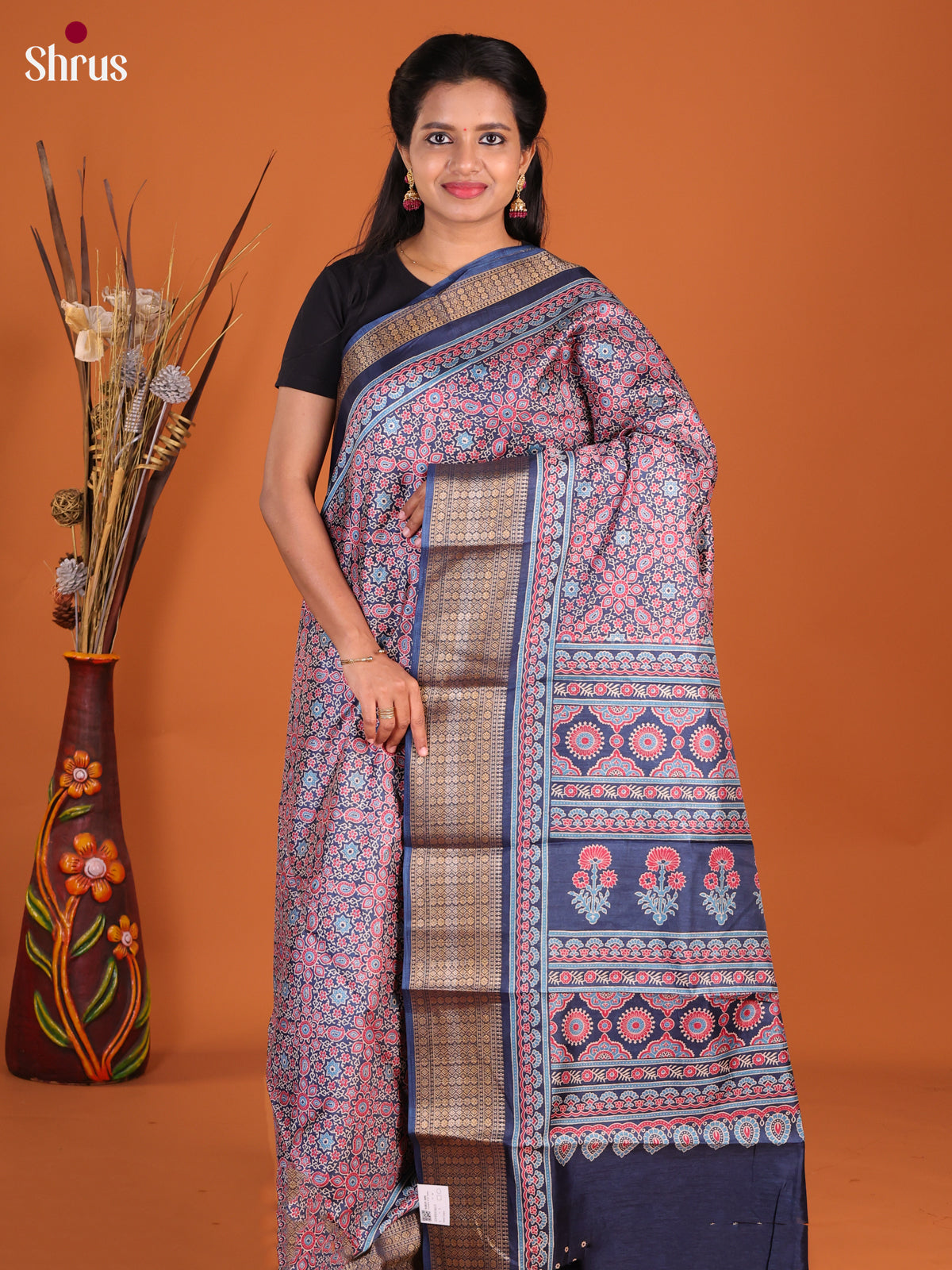 Blue - Semi Crepe Saree