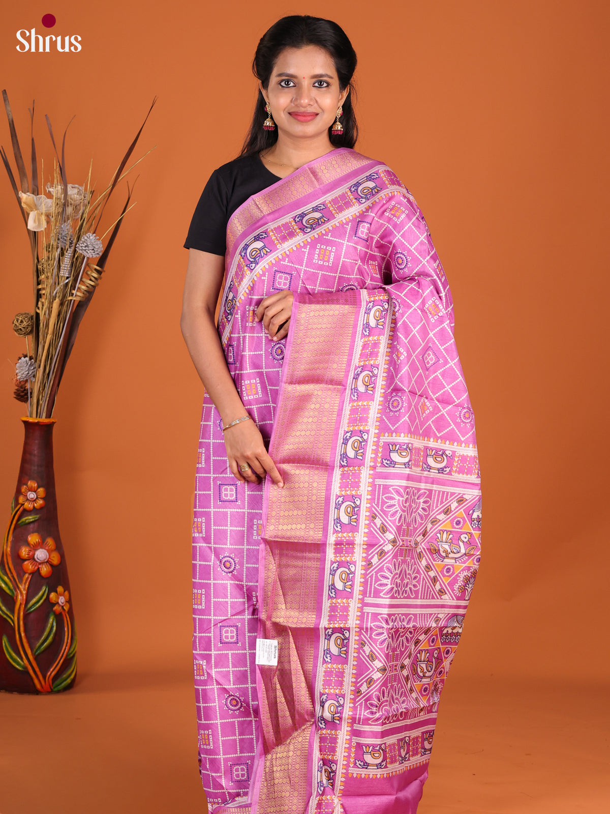 Purple - Semi Crepe Saree - Shop on Shrus.com