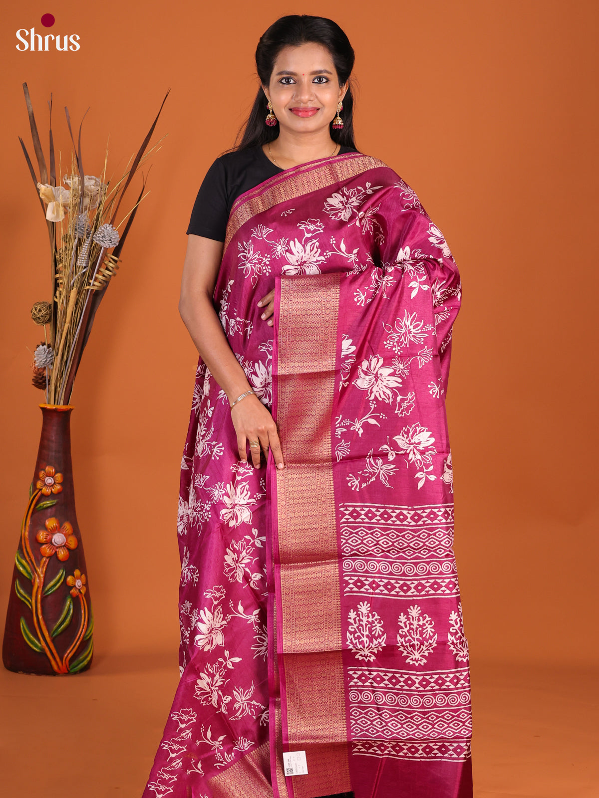 Purple - Semi Crepe Saree - Shop on Shrus.com