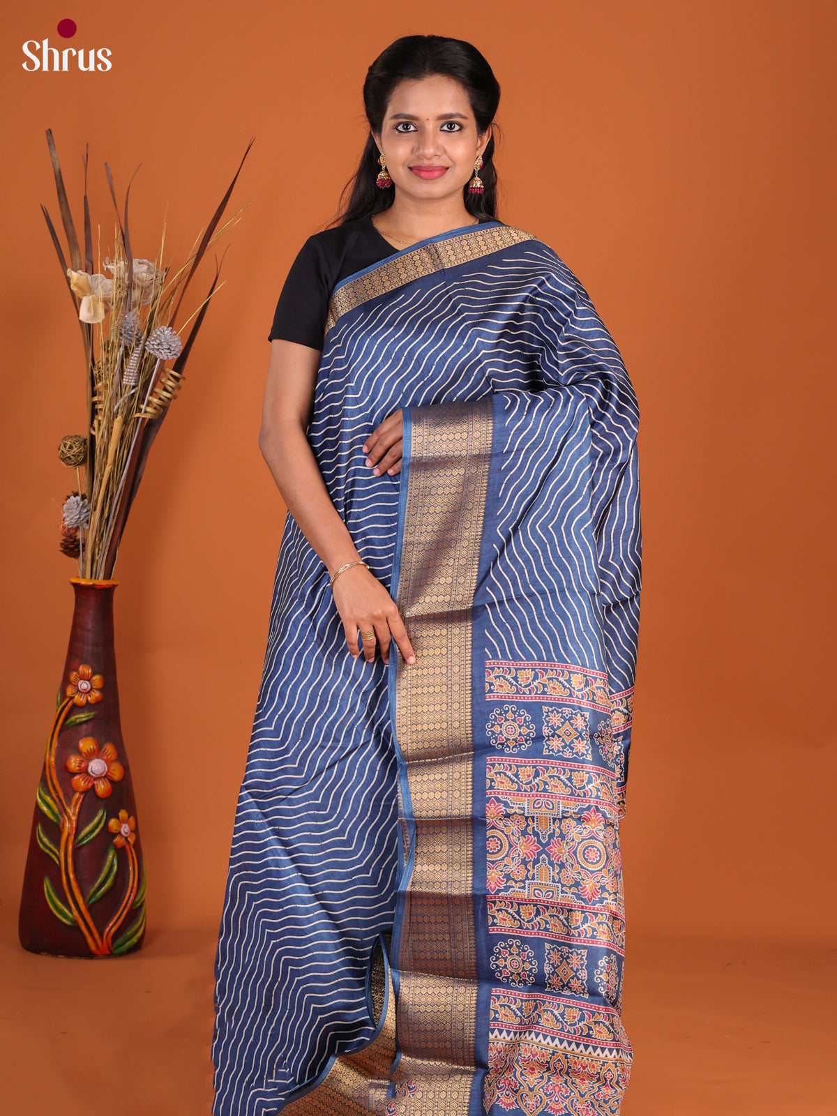 Blue- Semi Crepe Saree