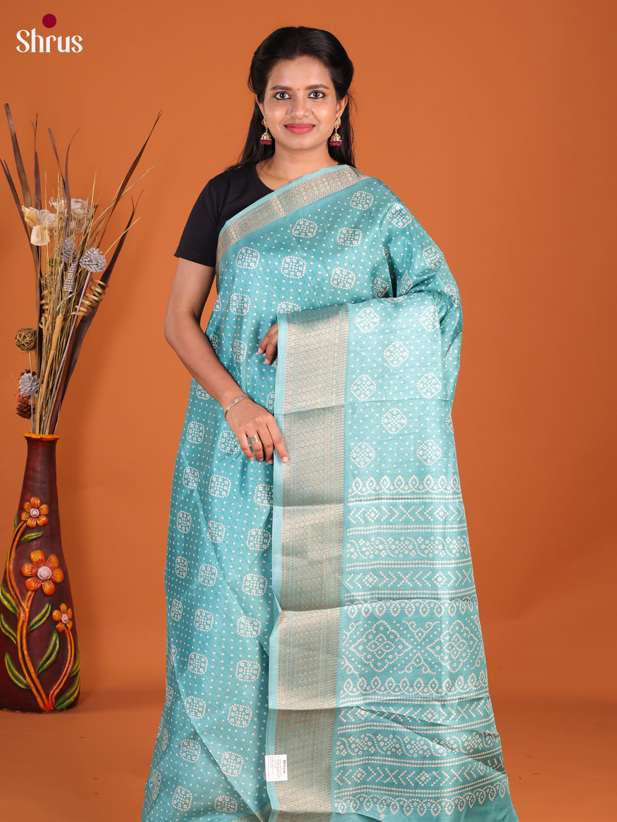 Blue - Semi Crepe Saree