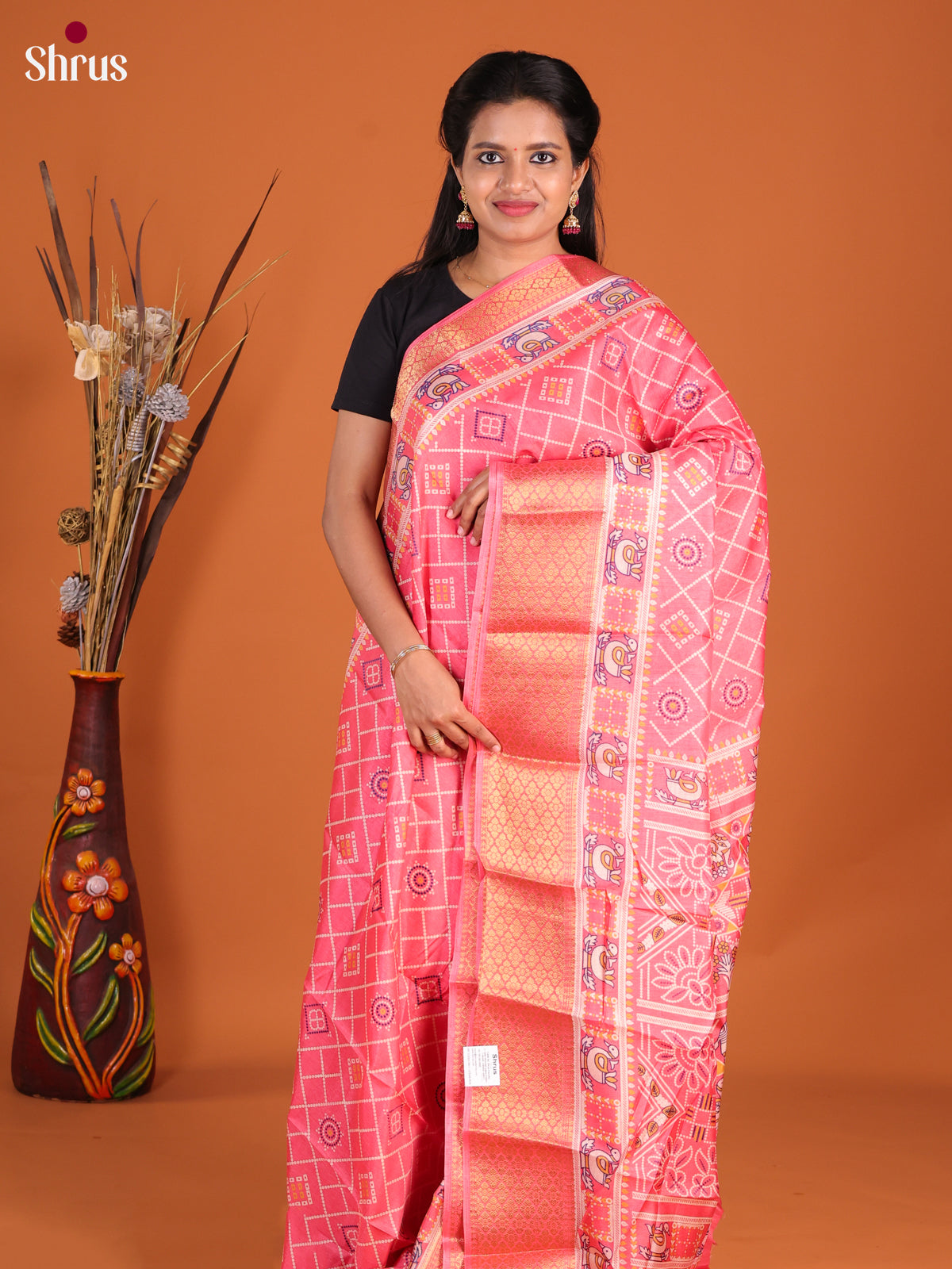 Pink - Semi Crepe Saree - Shop on Shrus.com