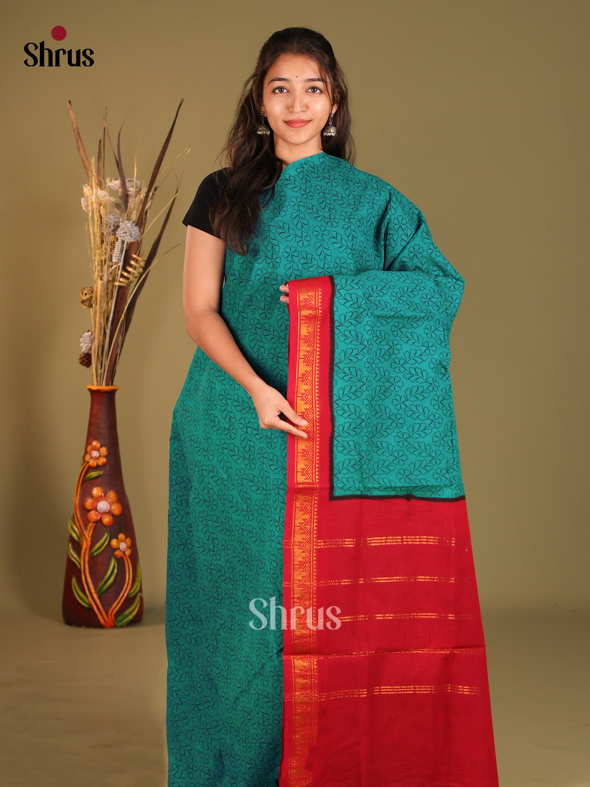 blue & Red - Sungudi Cotton Saree