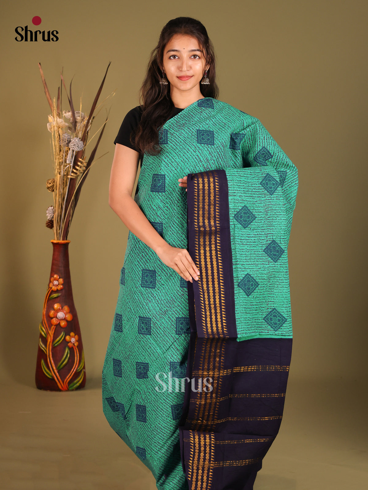 Light Blue & Blue - Sungudi Cotton Saree