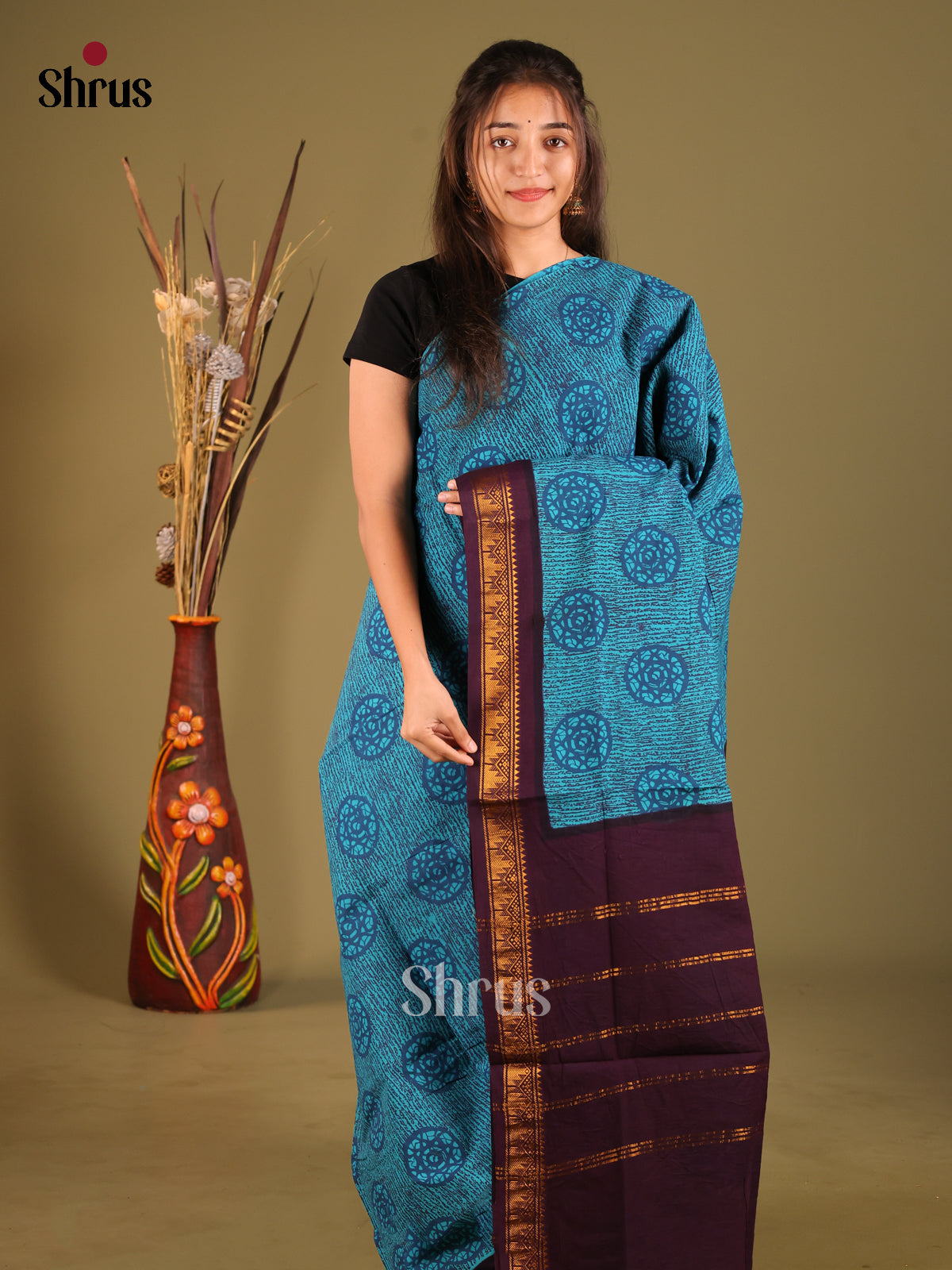 DHS11037 - Sungudi Cotton Saree - Shop on Shrus.com