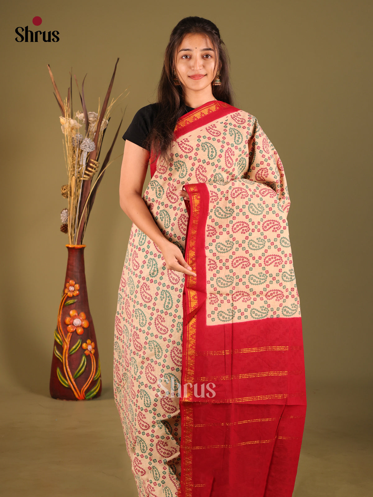 DHS11056 - Sungudi Cotton Saree - Shop on Shrus.com