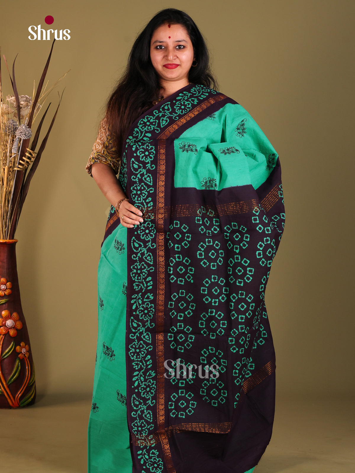 Green & Blue - Sungudi Cotton Saree - Shop on Shrus.com