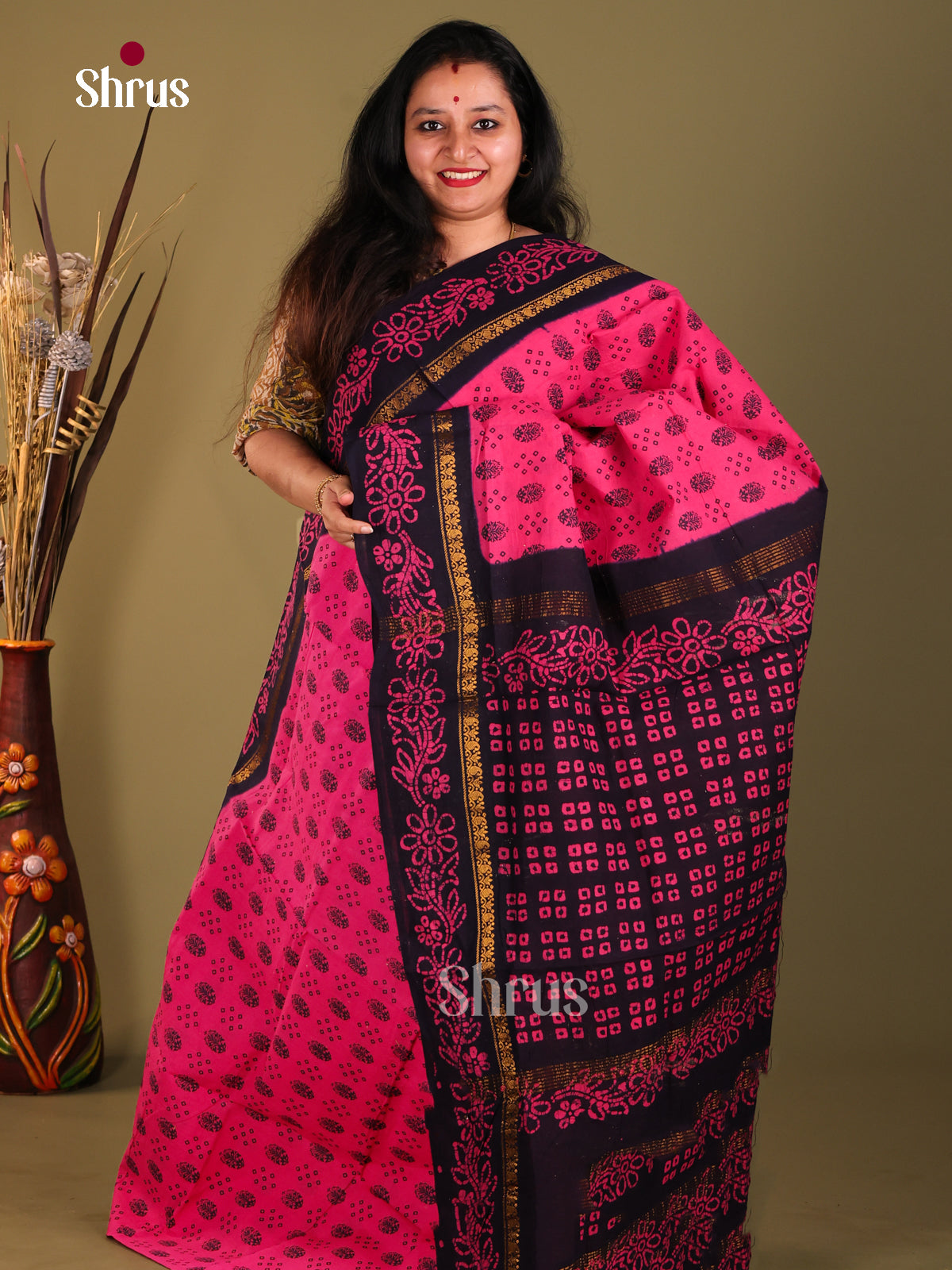 Pink & Blue - Sungudi Cotton Saree