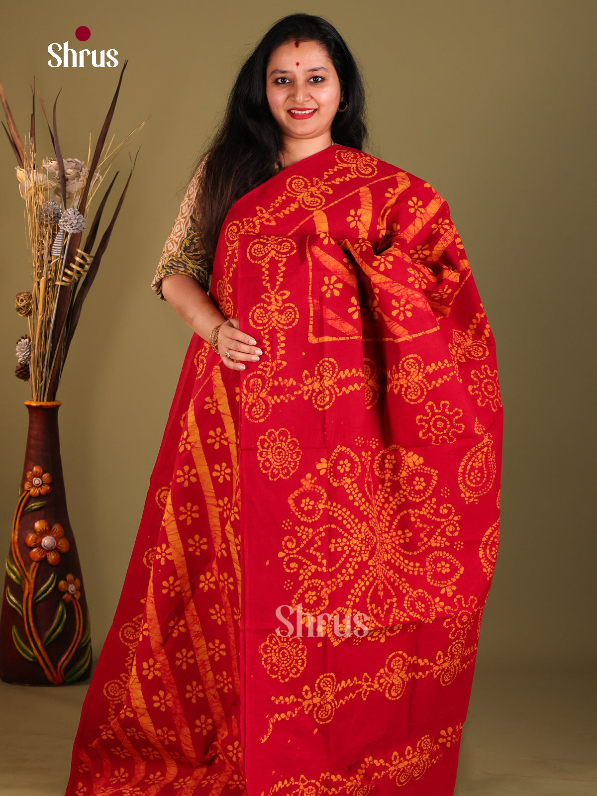 Red- Sungudi Cotton Saree