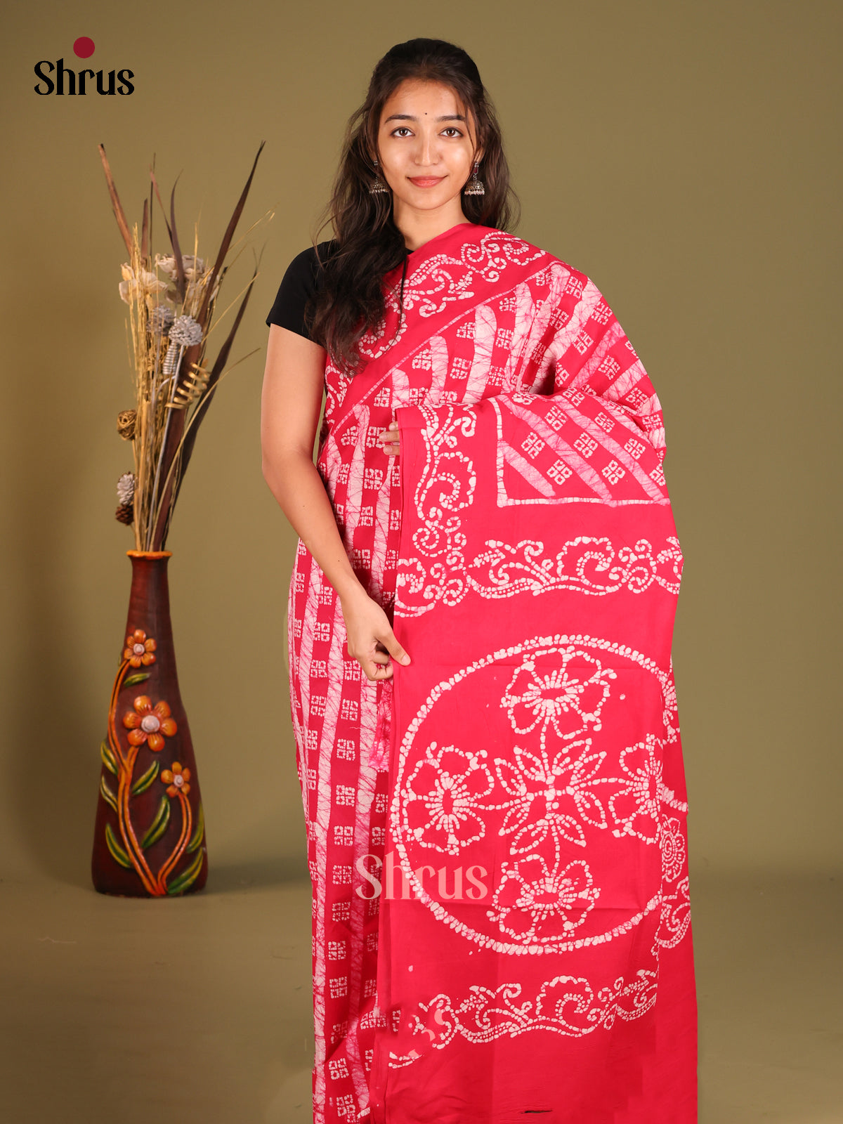 Pink & Cream - Sungudi Cotton Saree