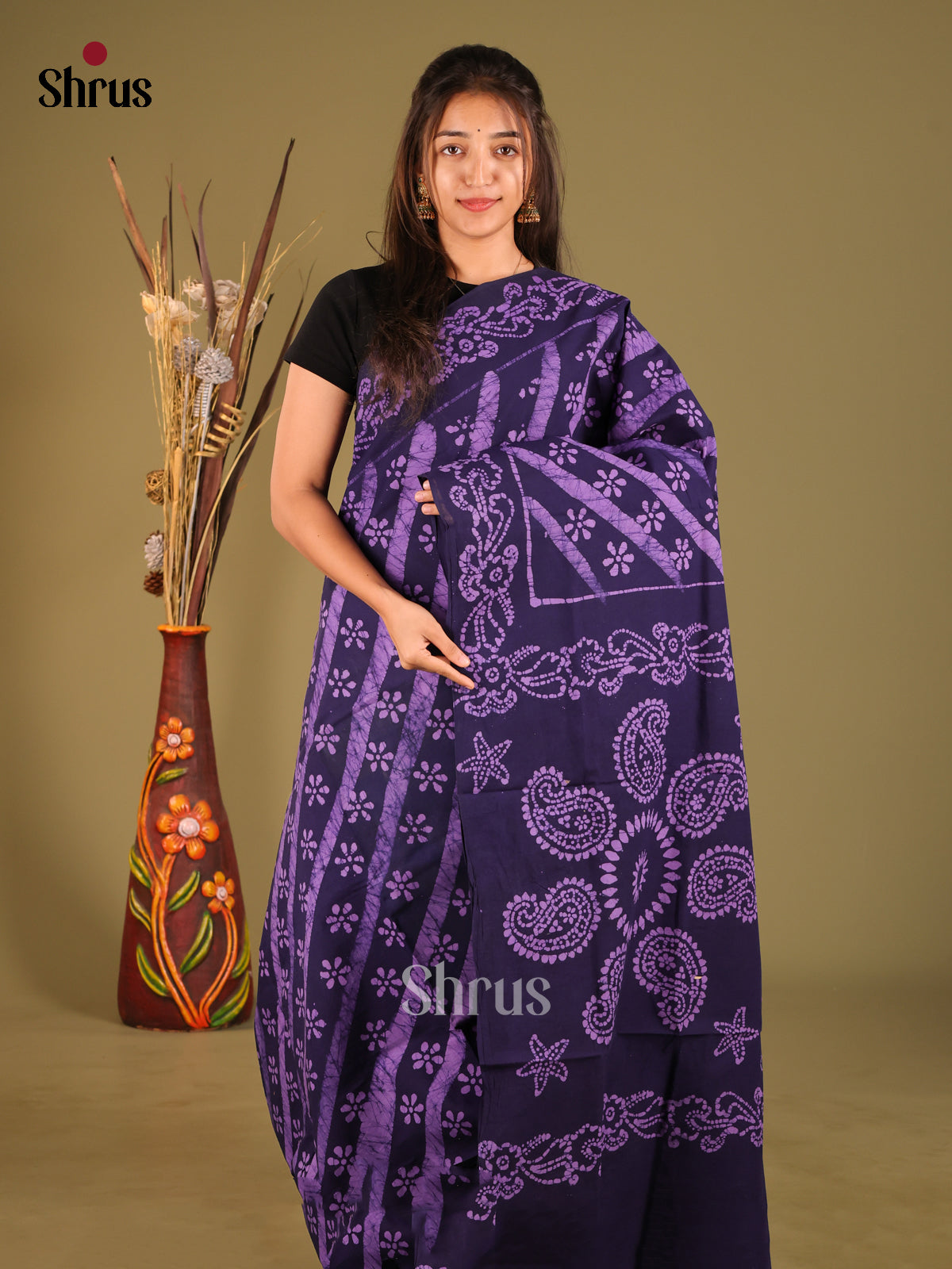 Blue & Violet - Sungudi Cotton Saree