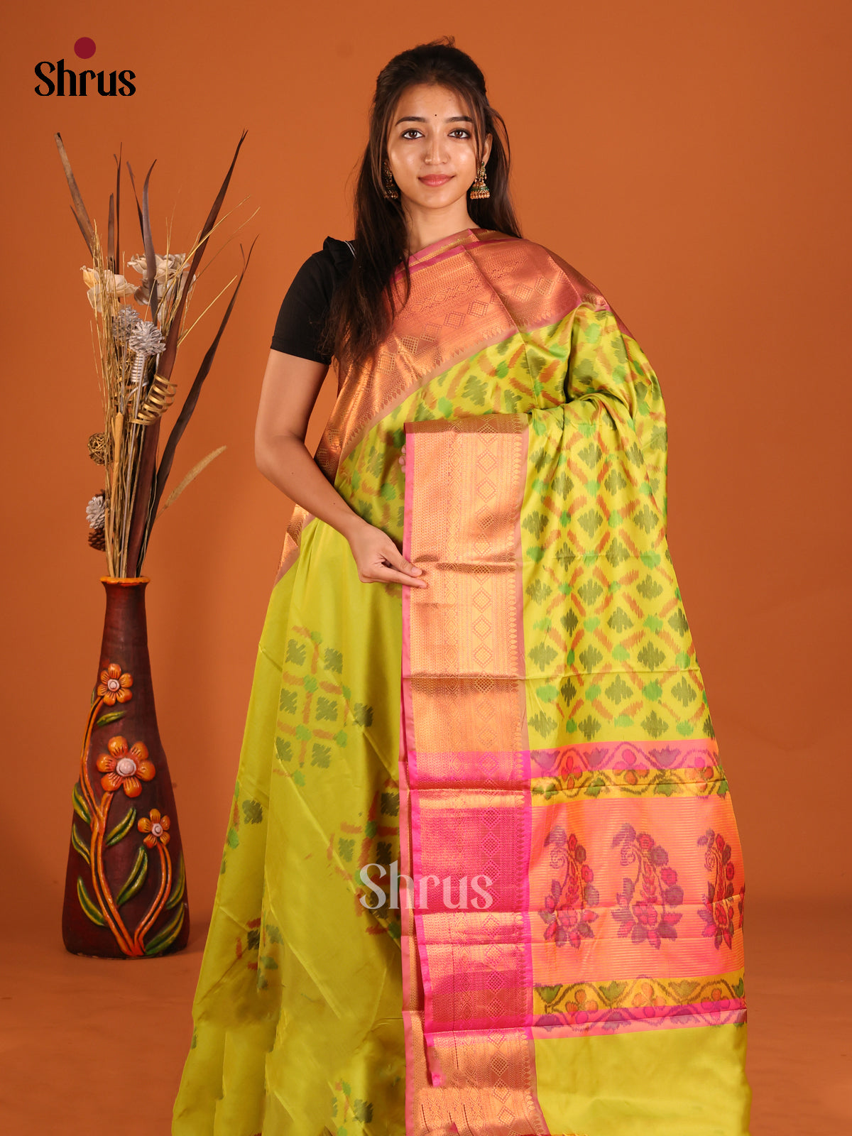 DHS11238 - Semi Pochampally Saree - Shop on Shrus.com