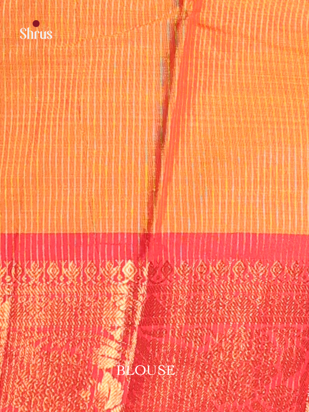Light Green & Orange - Semi Pochampally Saree - Shop on Shrus.com