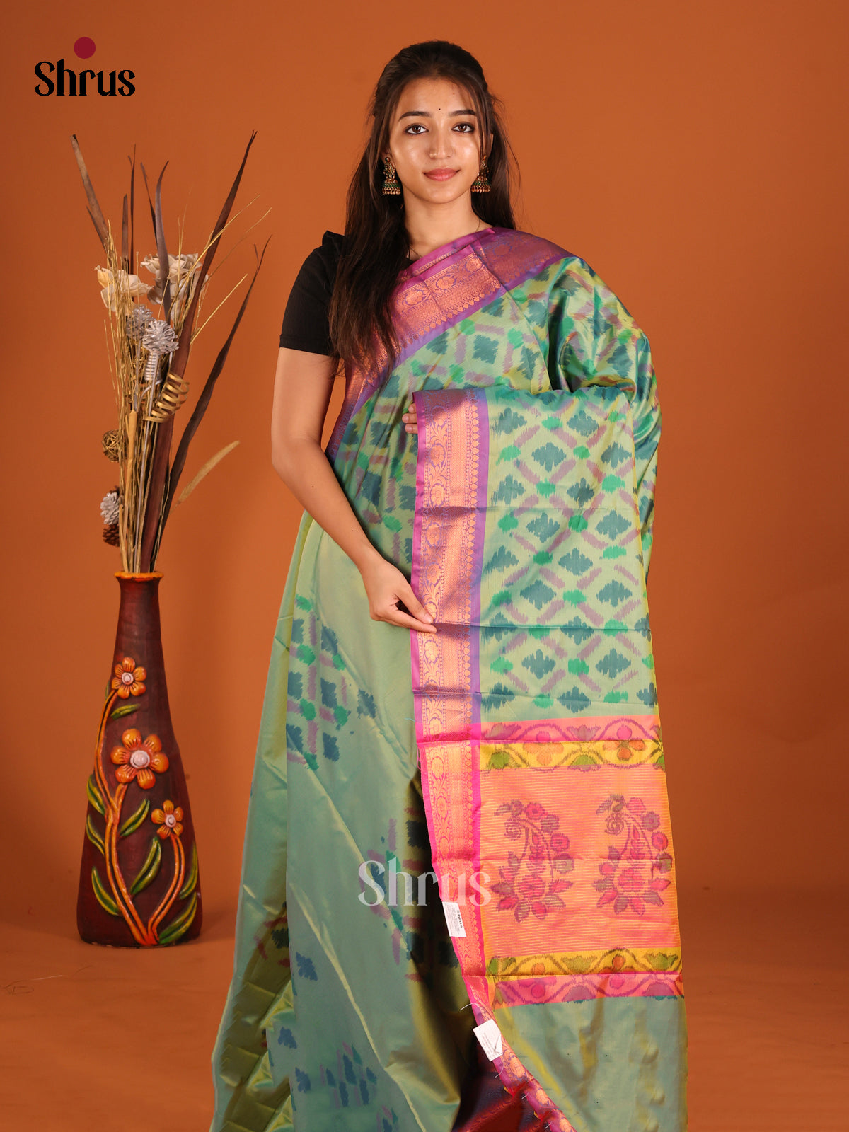 DHS11289 - Semi Pochampally Saree - Shop on Shrus.com