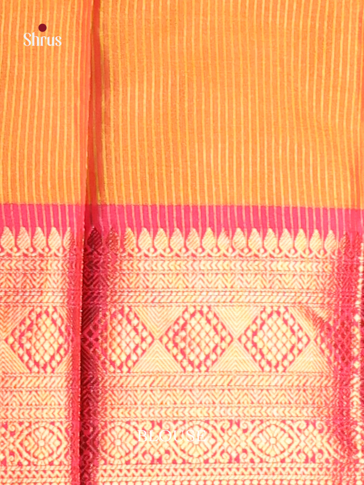 Pink & Orange- Semi Pochampally Saree - Shop on Shrus.com