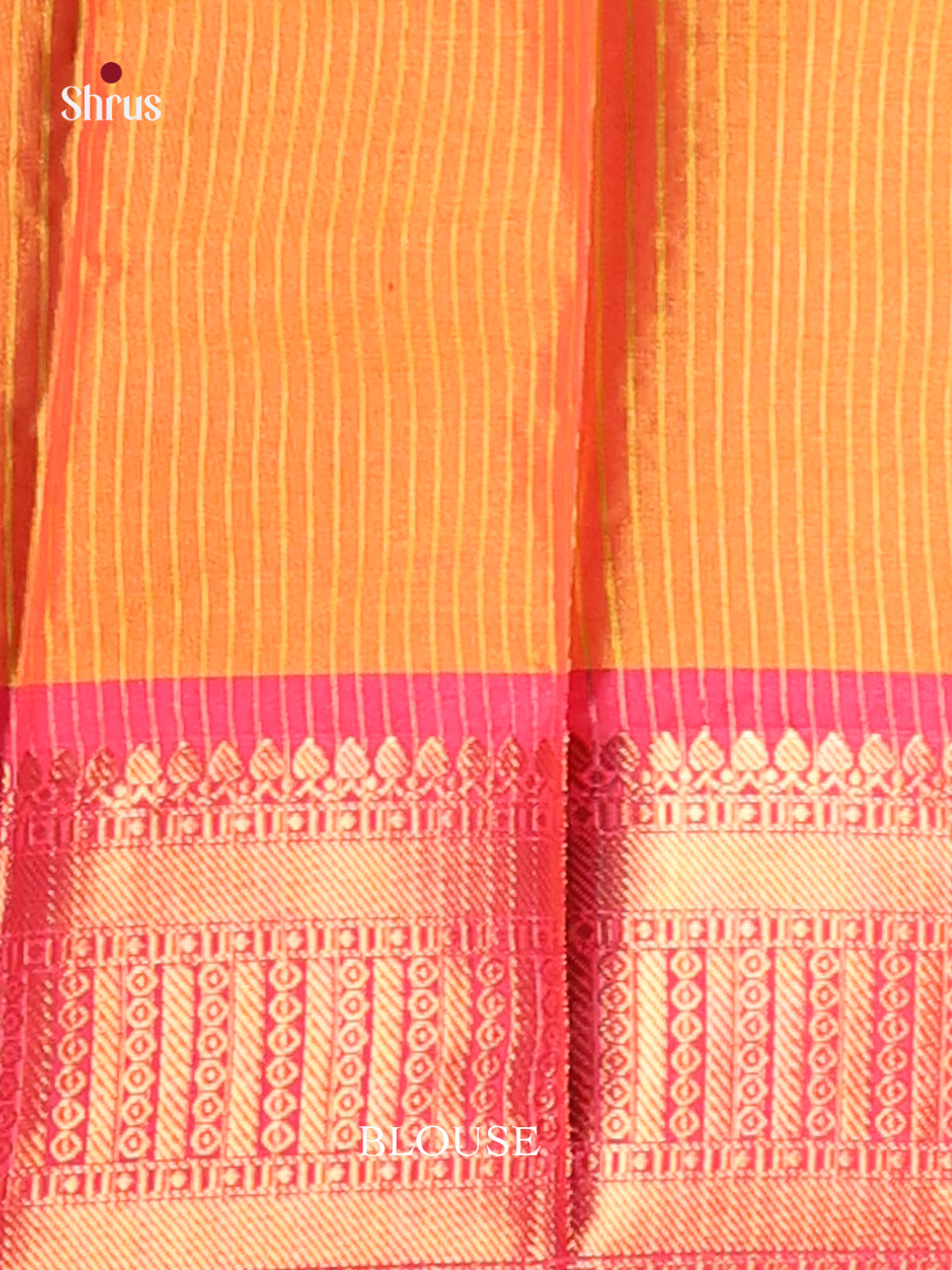 Orangish Pink & Orange - Semi Pochampally Saree - Shop on Shrus.com