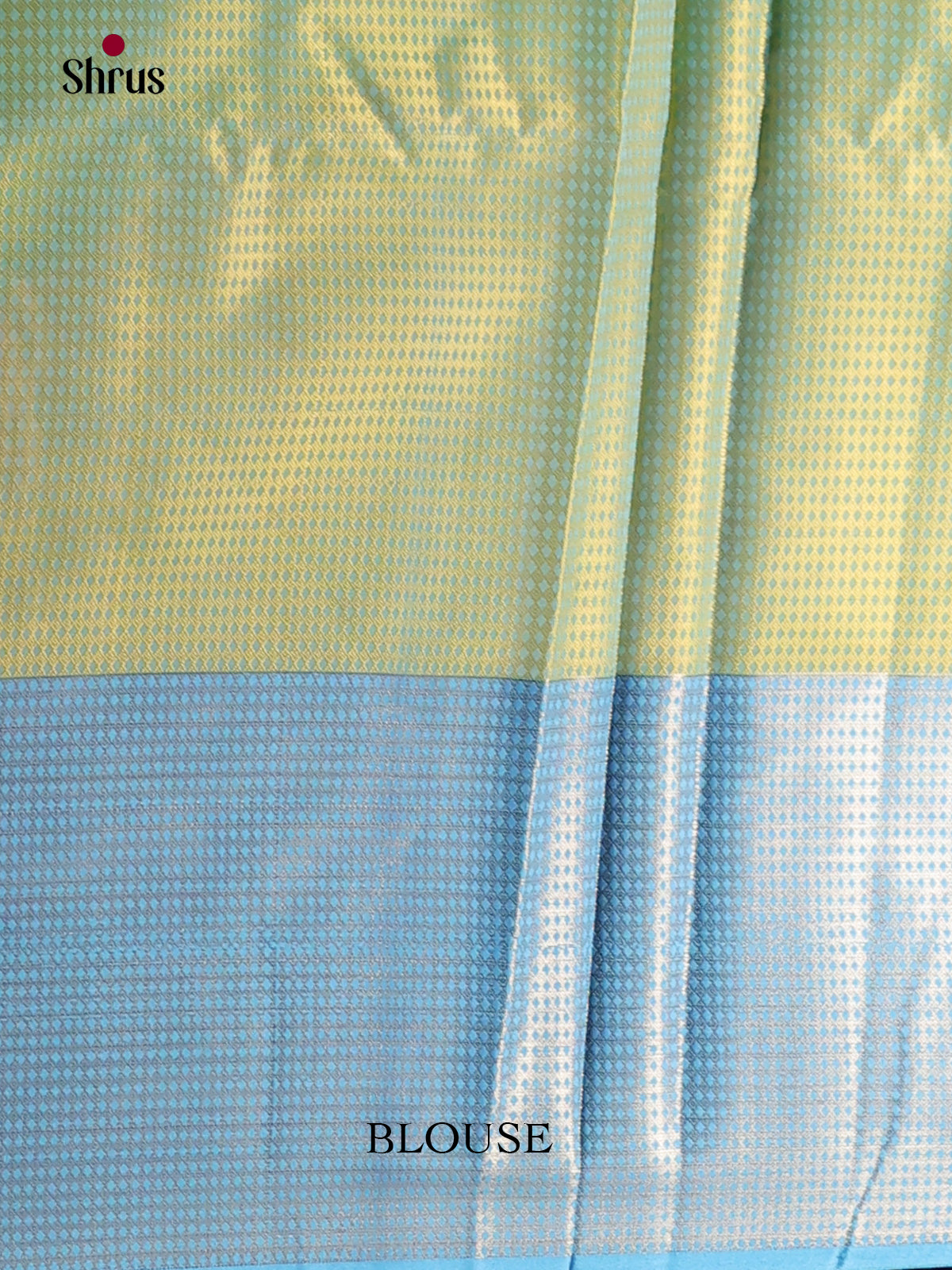 Lime Green & Blue - Tanchoi Semi Silk Saree - Shop on Shrus.com