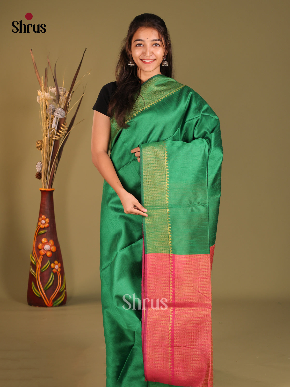 DHS11430 - Semi Rawsilk Saree - Shop on Shrus.com