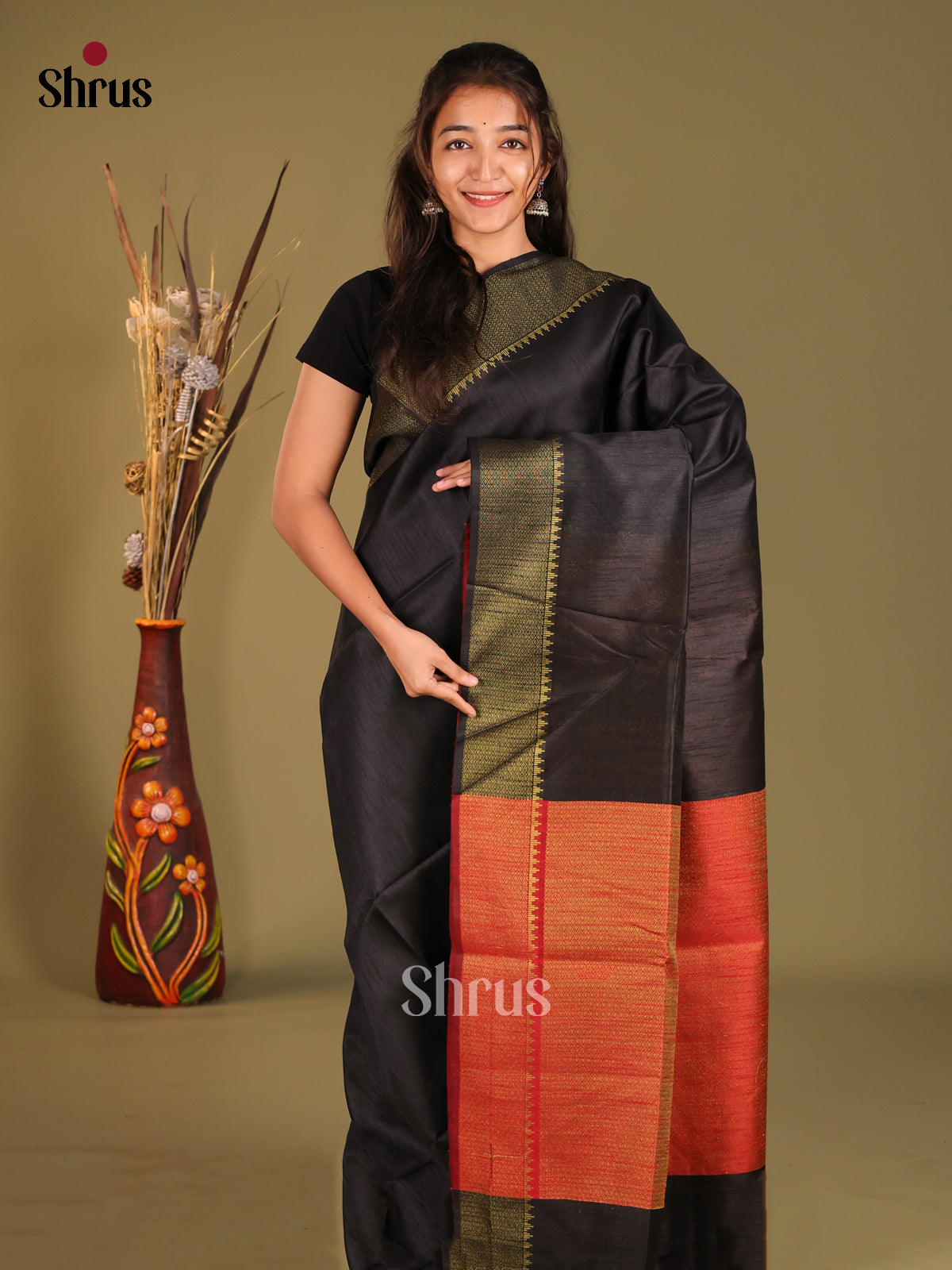 DHS11436 - Semi Rawsilk Saree - Shop on Shrus.com
