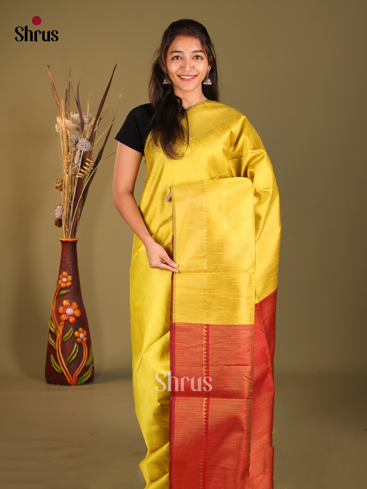 DHS11439 - Semi Rawsilk Saree - Shop on Shrus.com