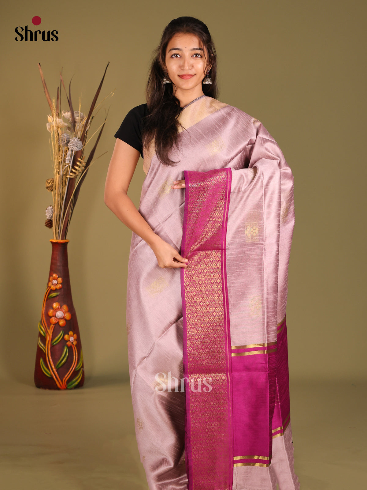 DHS11460 - Semi Rawsilk Saree - Shop on Shrus.com