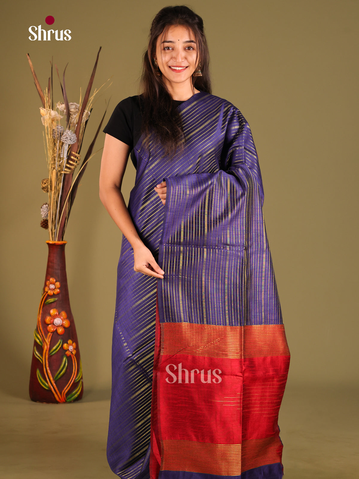 DHS11476 - Semi Rawsilk Saree - Shop on Shrus.com