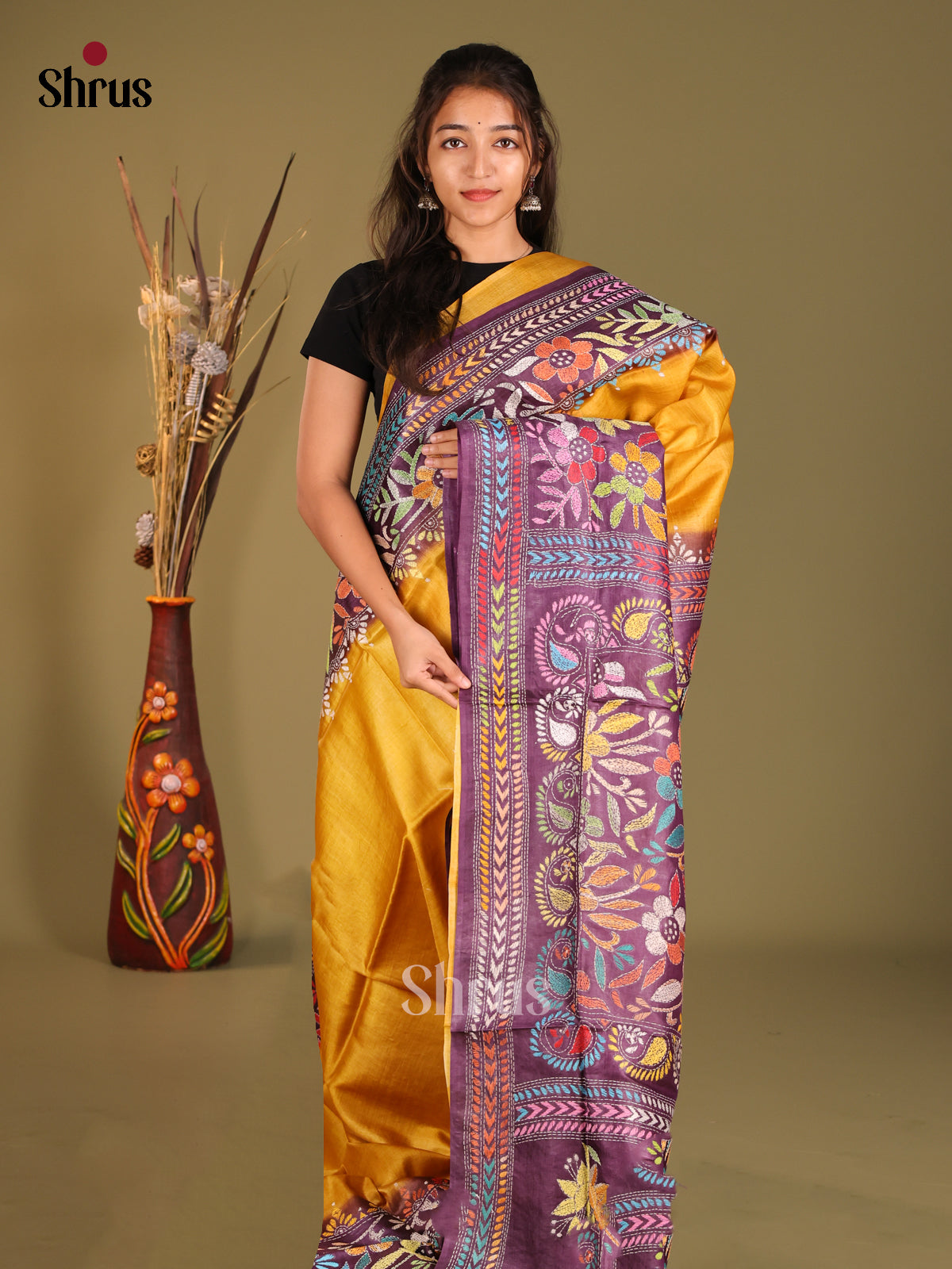 DHS11507 - Tussar Saree - Shop on Shrus.com