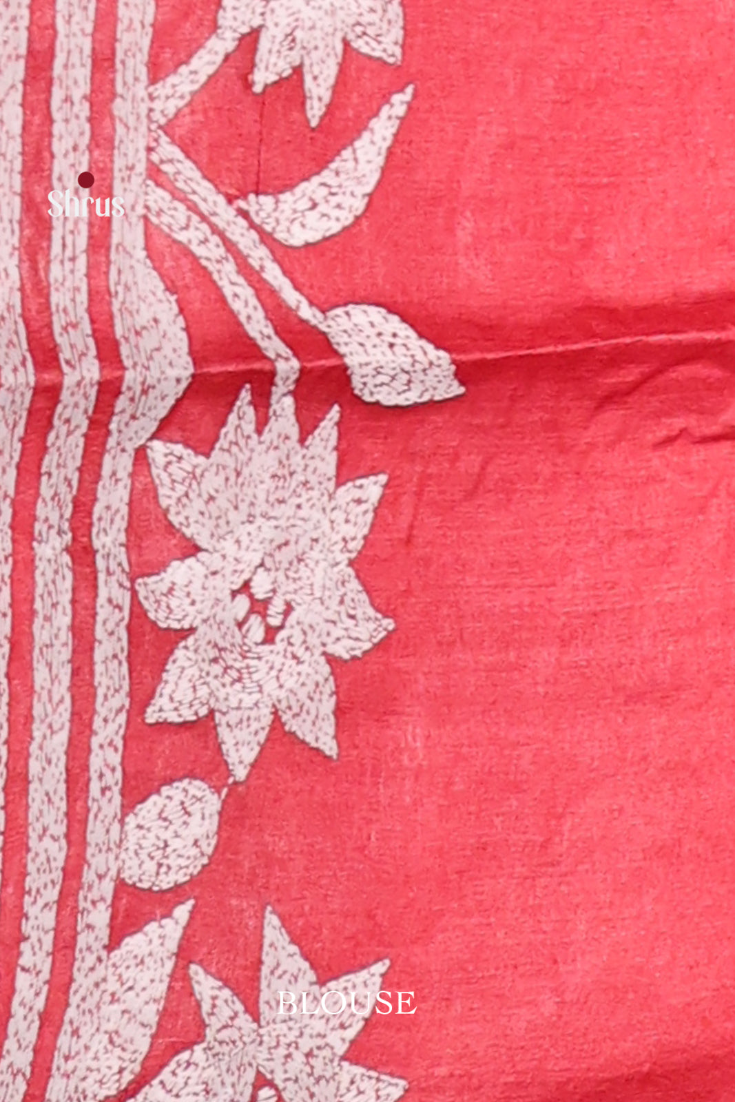 Brilliant Light Green & Red Tussar Silk Saree with White Floral Motifs