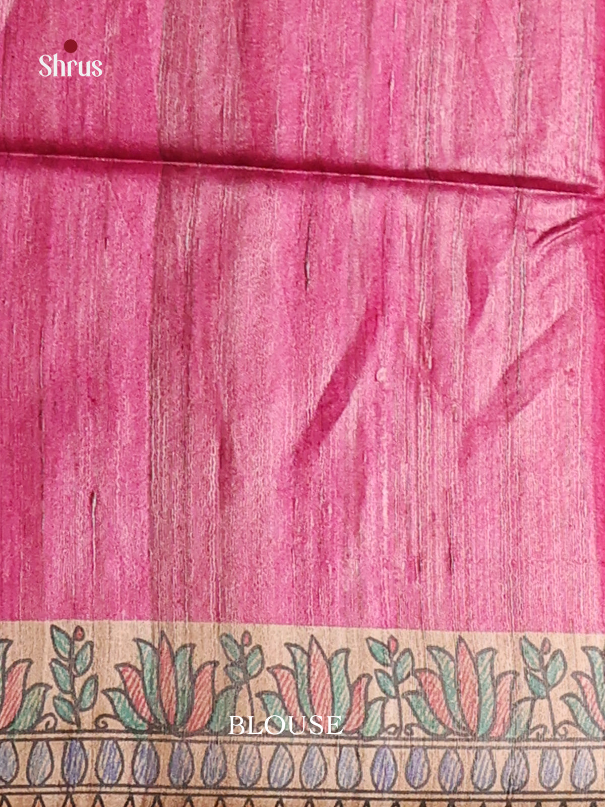 Exquisite Pink Tussar Silk Saree with Madhubani-Inspired Artwork - Shop on Shrus.com
