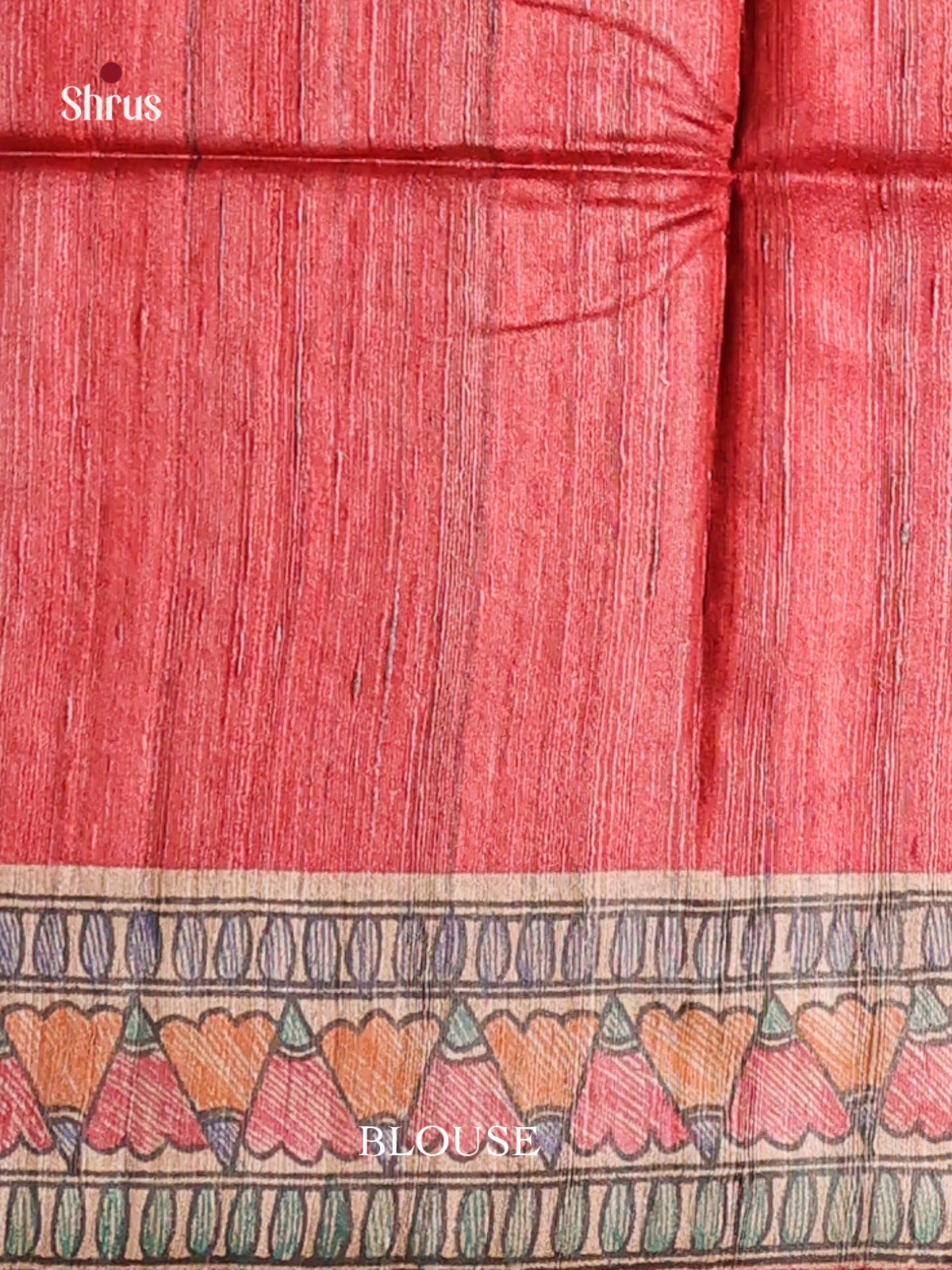 Stunning Red Saree in Tussar Silk with Traditional Madhubani Detailing