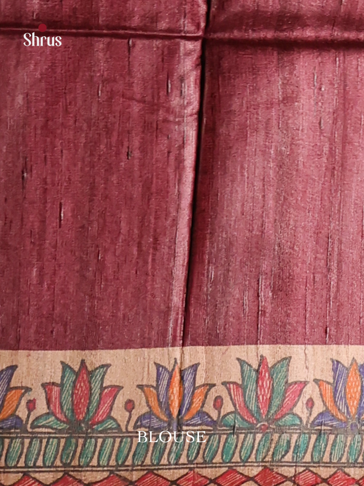 Regal Maroon Tussar Silk Saree with Intricate Madhubani Artwork - Shop on Shrus.com